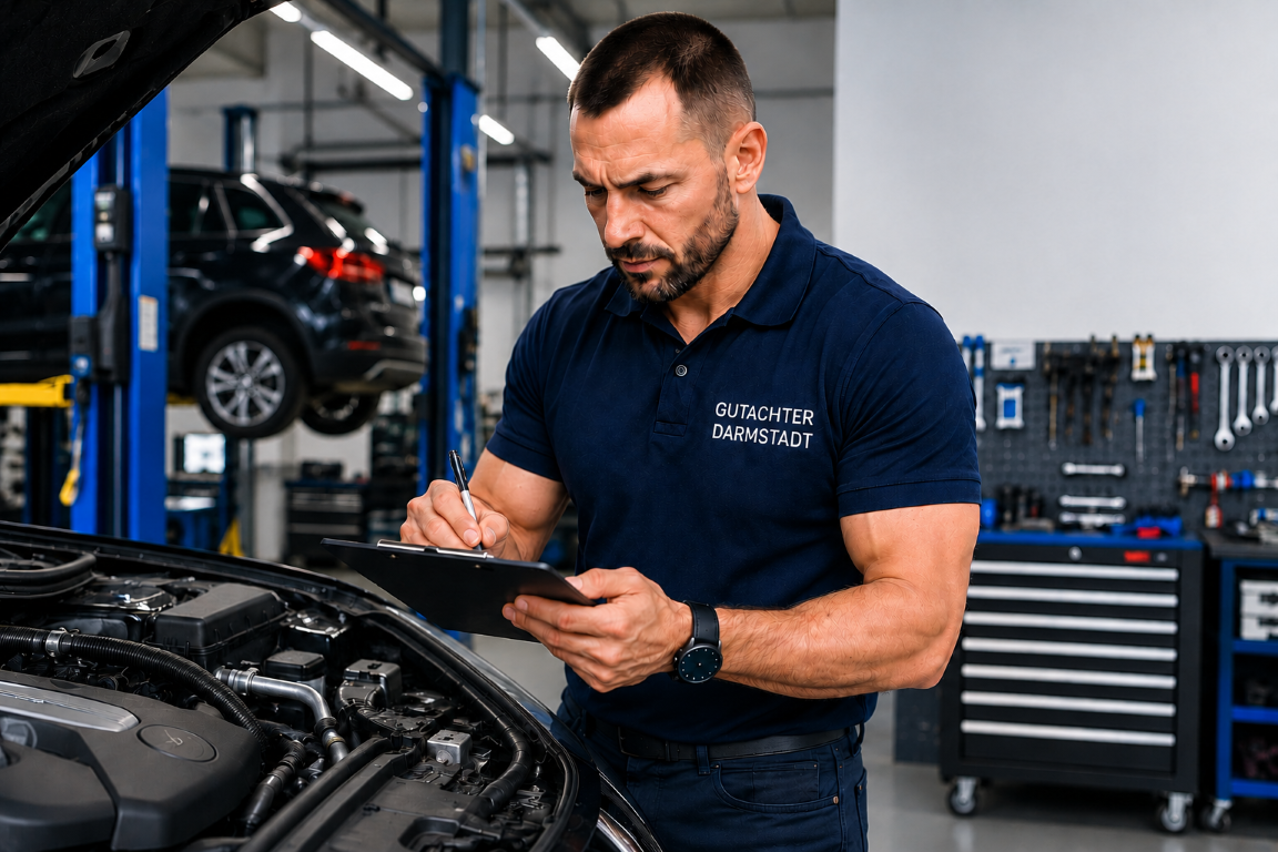 Kfz-Sachverständiger prüft Fahrzeug für Wertgutachten